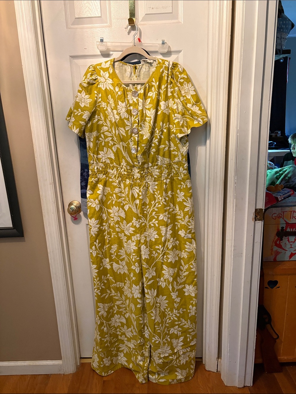 Anthropologie Mustard Yellow Floral Maxi Dress